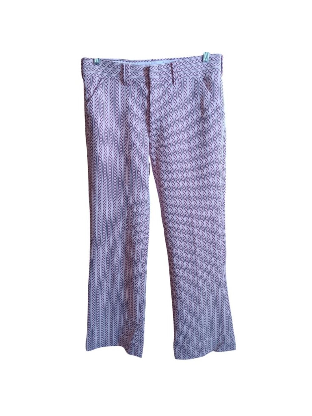 33x31 True Vintage Flare Pants 1970's StretchPolyestr ZigZag Chevron NWOT NEw